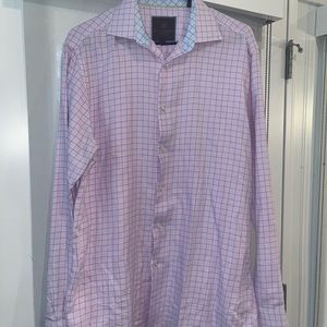 Tattersall Pink and Purple Button Down Dress Shirt